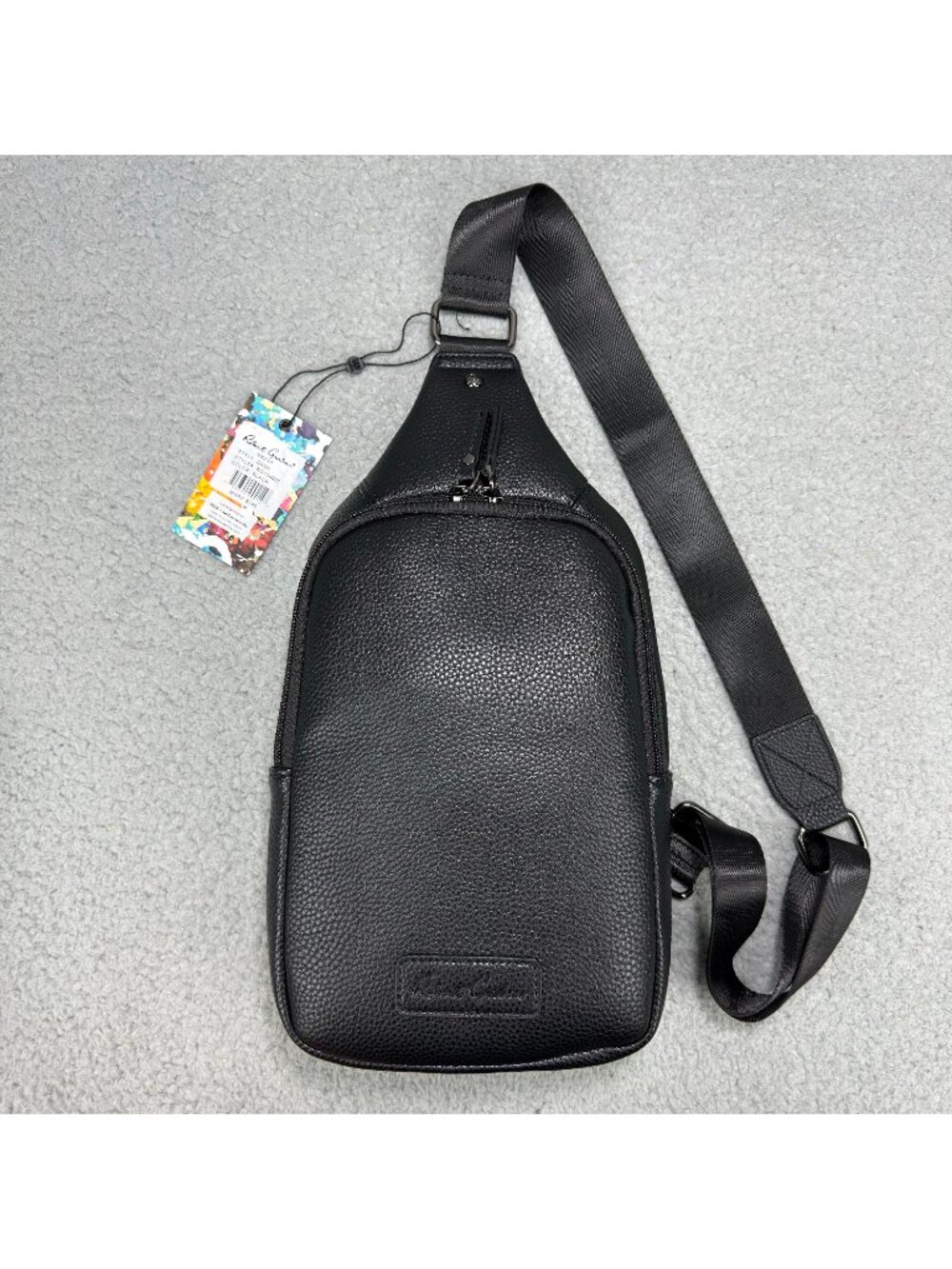 Robert Graham Sling Bag Mens Black Dash Crossbody Faux Leather Backpack Unisex